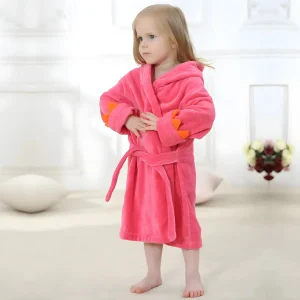 Peignoir Enfant Rose à Capuche Design Dragon Griffes