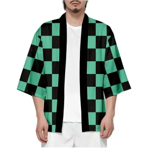 Kimono Demon Slayer Tanjirou Vert et Noir Damier