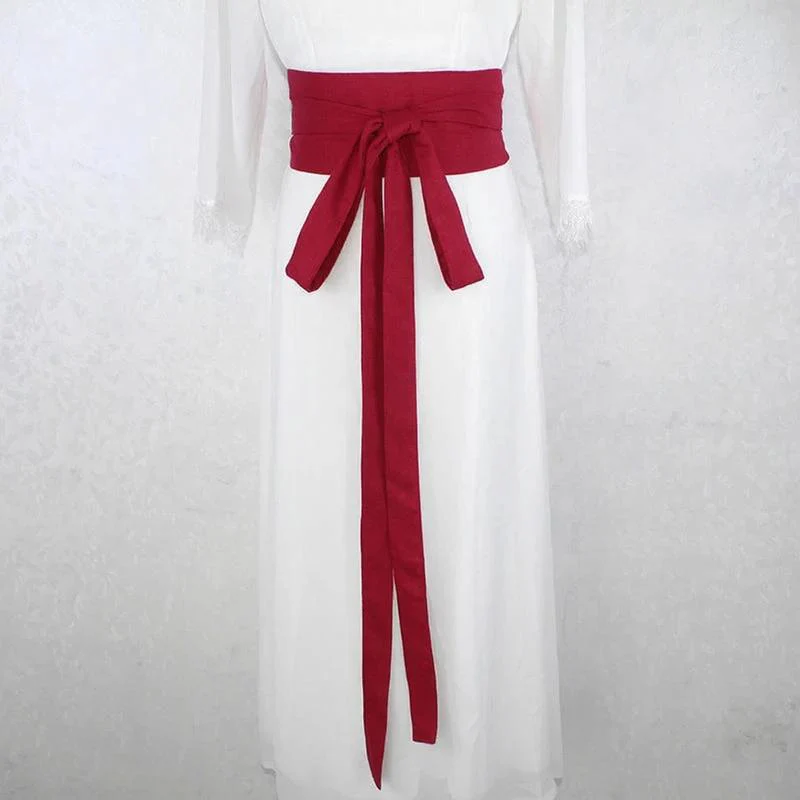 Ceinture Obi Rouge Large pour Kimono et Yukata Femme