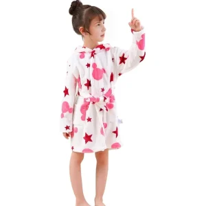 Peignoir Mickey Disney Blanc Enfant avec Étoiles Rouges