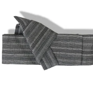 Ceinture Kimono Kaku Obi Gris Rayé - Style Japonais