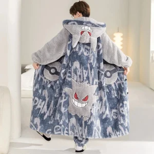Peignoir Pokémon Ectoplasma Polaire Gris Bleu - Enfant & Adulte