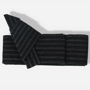 Obi Ceinture Kimono Noir et Blanc à Rayures 250cm