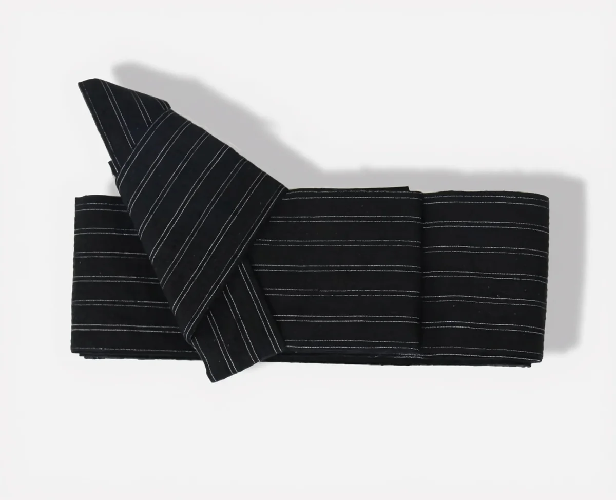 Obi Ceinture Kimono Noir et Blanc à Rayures 250cm