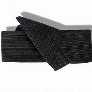 Ceinture Kimono Noir Rayé Café - Obi Japonais Unisexe