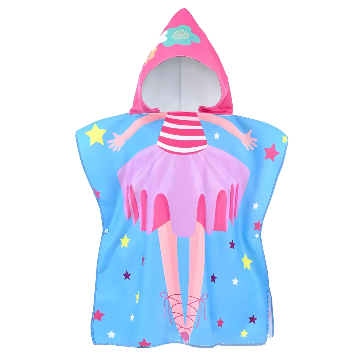 Cape de Bain Enfant Ballerine Bleue à Capuche Rose – Image 2