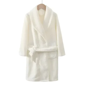 Peignoir Polaire Blanc Cassé Texture Gaufrée - Enfant Unisexe