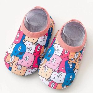 Chaussons Enfant Multicolores Motif Ourson Antidérapants