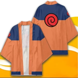 Kimono Naruto Orange Bleu Spirale Uzumaki Haori