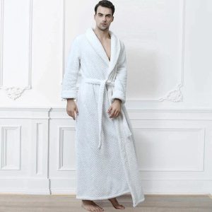 Peignoir Long Blanc Homme - Confort Thermique Élégant