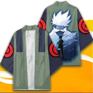 Kimono Naruto Kakashi Vert Olive et Bleu Nuit Unisexe