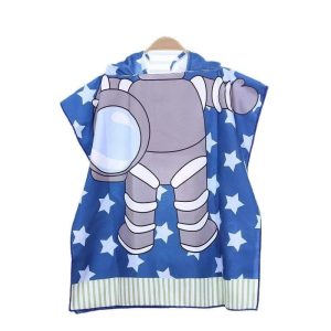 Cape de Bain Astronaute Bleue à Capuche pour Enfant