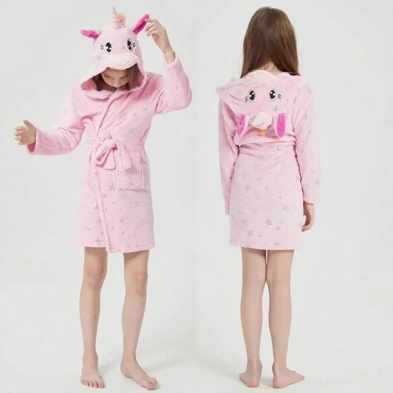 Peignoir Licorne Rose Étoilé Enfant Polaire Capuche – Image 2