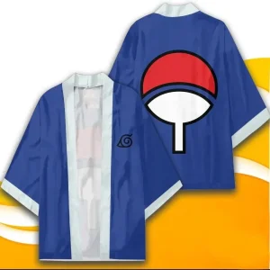 Veste Kimono Naruto Bleue Clan Uchiha Sharingan