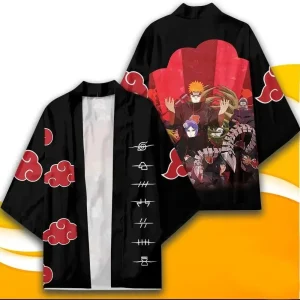 Kimono Naruto Akatsuki Noir - Nuages Rouges Emblématiques