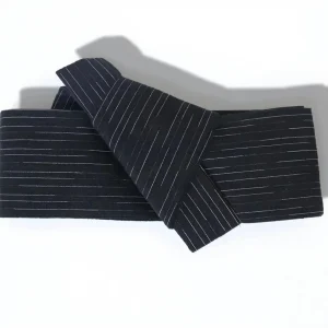 Ceinture Obi Japonaise Noire à Rayures Blanches