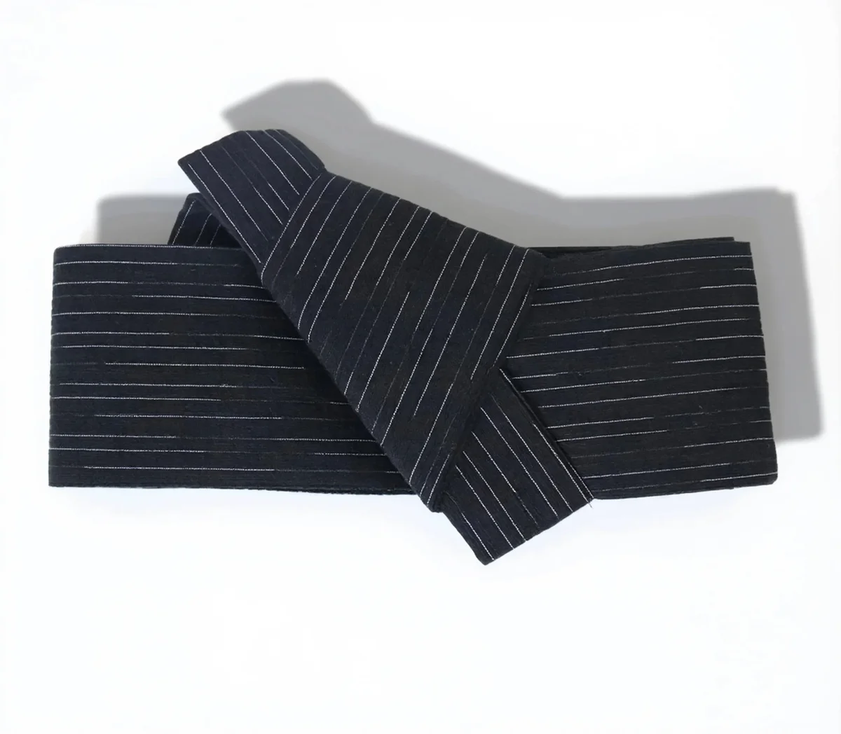 Ceinture Obi Japonaise Noire à Rayures Blanches