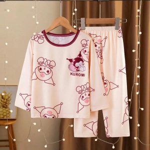 Pyjama Enfant Kuromi Rose Pâle Manches Longues