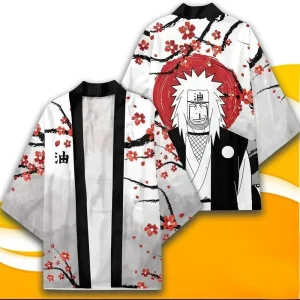Kimono Naruto Jiraiya Blanc Fleurs de Cerisier