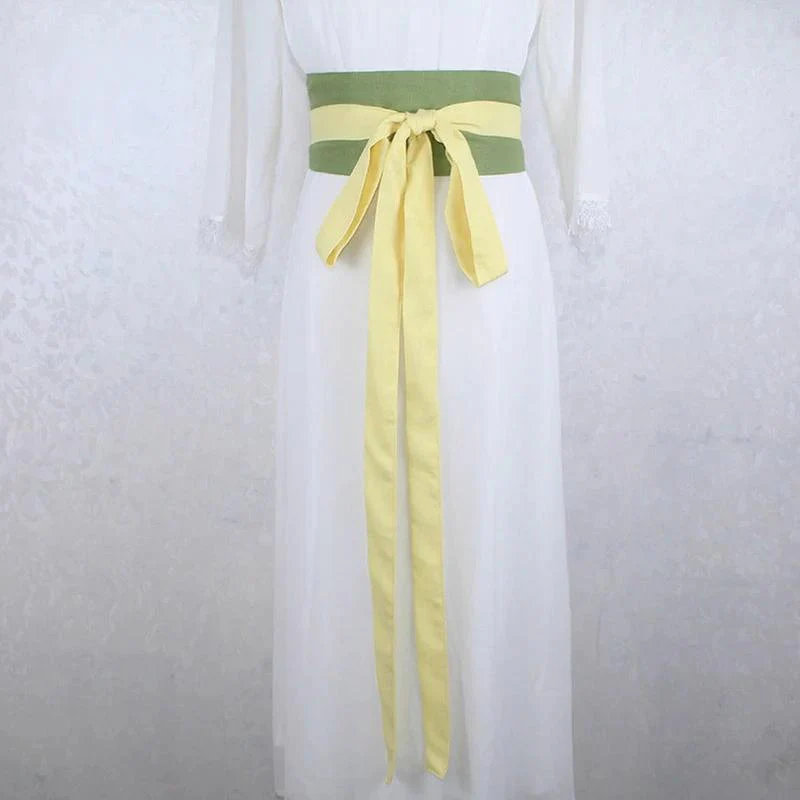 Ceinture Obi Japonaise Vert et Jaune Style Kimono – Image 2