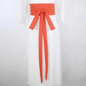 Ceinture Obi Orange Corail Style Kimono Femme