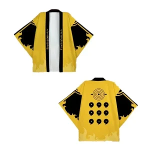 Kimono Naruto Uzumaki Jaune – Motifs Kyubi & Flammes