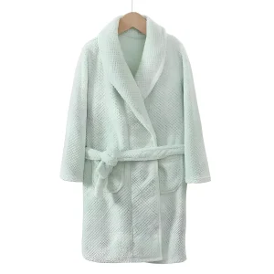 Peignoir Enfant Vert Menthe - Polaire Texture Gaufrée