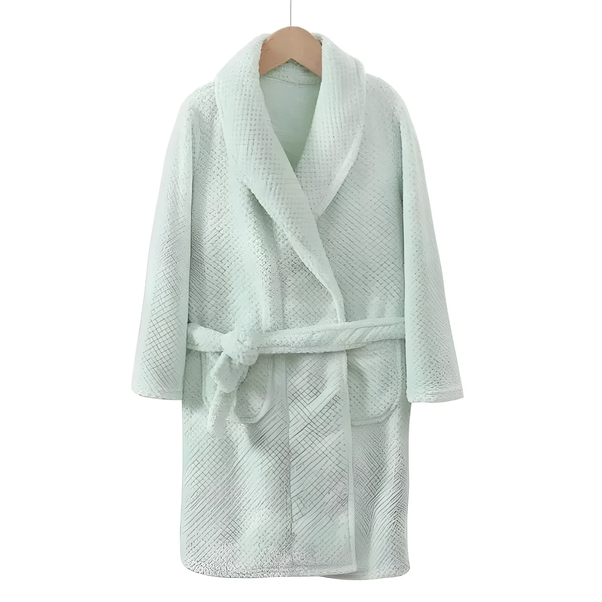 Peignoir Enfant Vert Menthe - Polaire Texture Gaufrée – Image 2