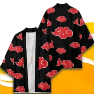 Kimono Naruto Akatsuki Noir Motif Nuages Rouges