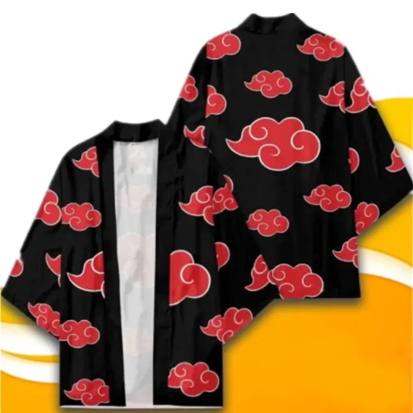 Kimono Naruto Akatsuki Noir Motif Nuages Rouges
