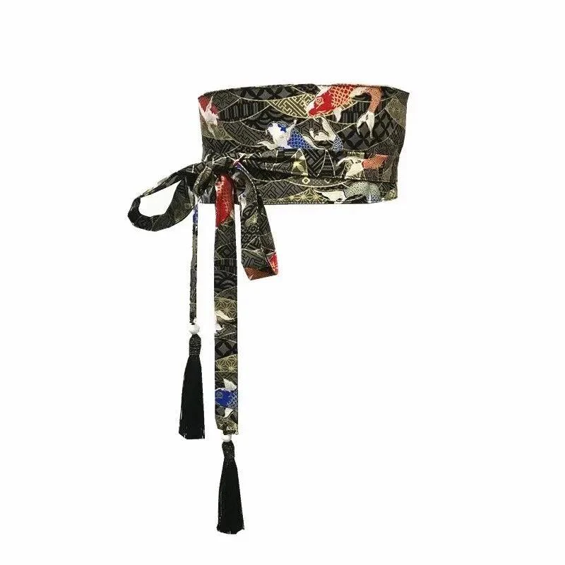 Ceinture Obi Japonaise Noire Carpe Koï - Femme – Image 2