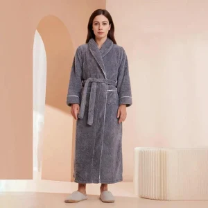 Peignoir Polaire Gris Homme - Long et Chaud