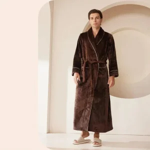 Peignoir Homme Long Marron - Confort et Chaleur