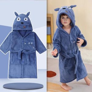 Peignoir Totoro Bleu Enfant Polaire avec Capuche