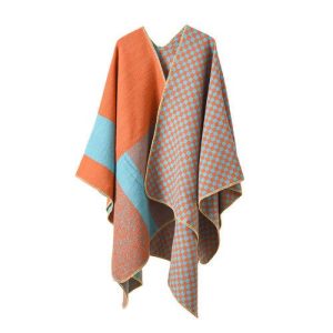 Poncho Cachemire Carreaux