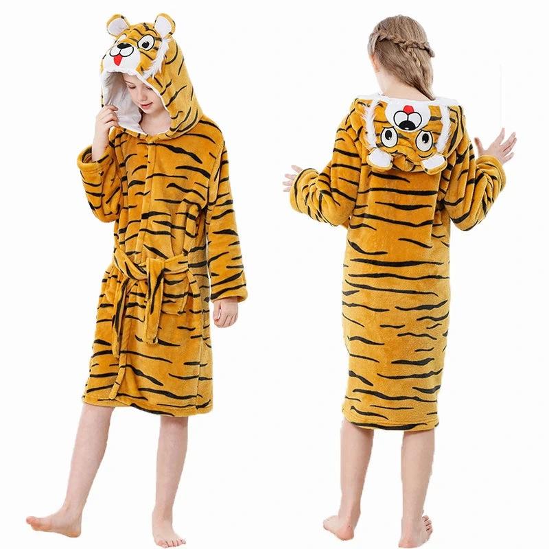 Peignoir Tigre Jaune Enfant - Polaire à Capuche – Image 2