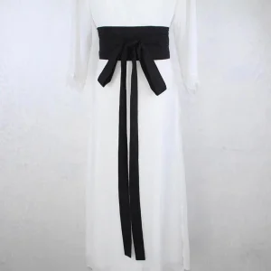 Ceinture Obi Noir Style Asiatique Kimono Hanfu Yukata