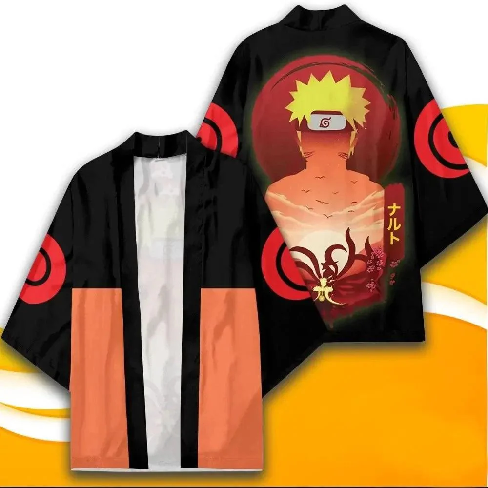 Kimono Naruto Noir Orange - Renard Kyûbi Konoha
