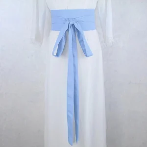 Ceinture Obi Bleu Ciel Style Kimono Japonais Femme