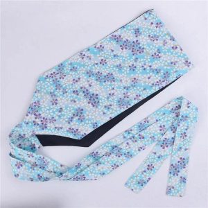Ceinture Obi Japonaise Bleu Ciel Motif Floral Femme