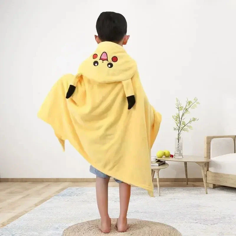 Cape Pikachu Jaune Polaire à Capuche Enfant