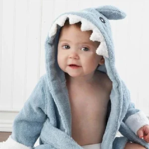Peignoir Enfant Requin Bleu Bébé à Capuche