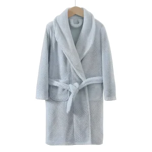 Peignoir Enfant Bleu Ciel - Polaire Douce Texture Gaufrée