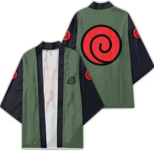 Kimono Naruto Vert Olive Spirale Uzumaki Unisexe