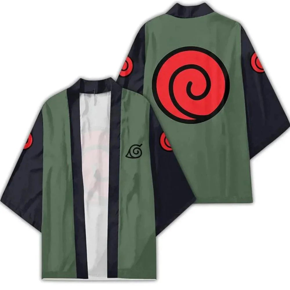 Kimono Naruto Vert Olive Spirale Uzumaki Unisexe – Image 2
