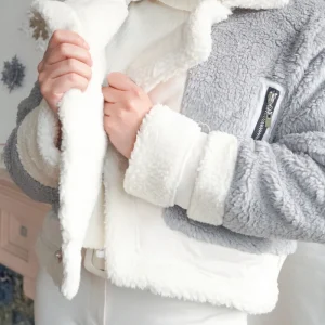 Veste teddy gris et blanc