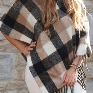 -50% Poncho noir et beige