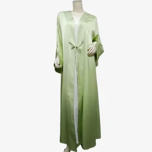 Abaya Kimono En Satin Vert