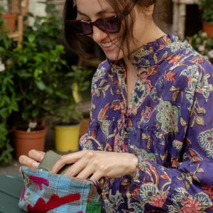 Trousse maquillage Kantha Brodé