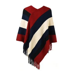 Manteau poncho femme rouge